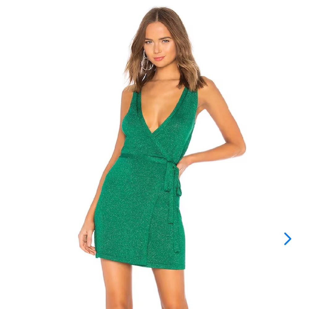 Lovers & Friends Wrap Up Sweater Dress in Kelly Green Sz M NWT